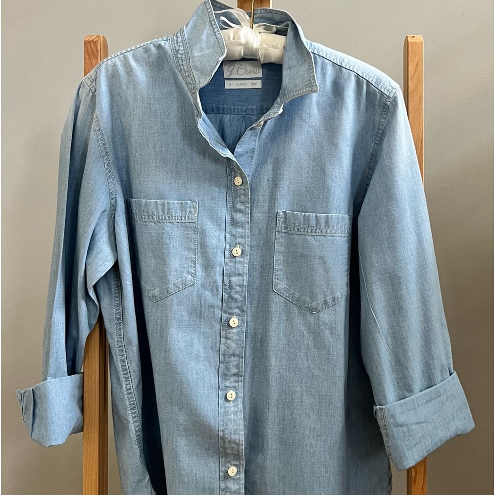 J. Crew classic chambray shirt.